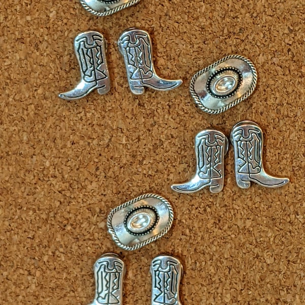 Western Pushpins, Rustic Decor, western gift, cowboy gift, rustic office, cowboy boots,  country gift, decorative thumbtack, western magnets