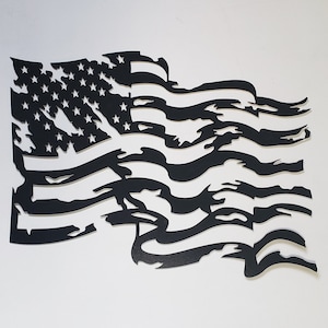 Tattered Waving American Flag Black Metal Art Patriotic Home Decor - Etsy