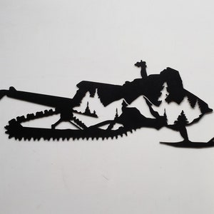 Snowmobile metal art ~ Mountain range snowmobile ~ Snowmobiling wall decor