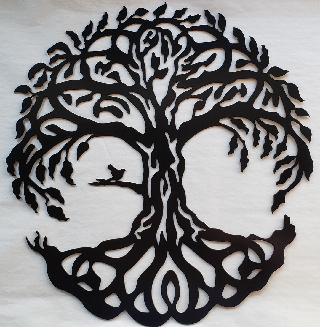 Tree of Life With Bird, Black Finish Metal Wall Art Hanging Home and ...