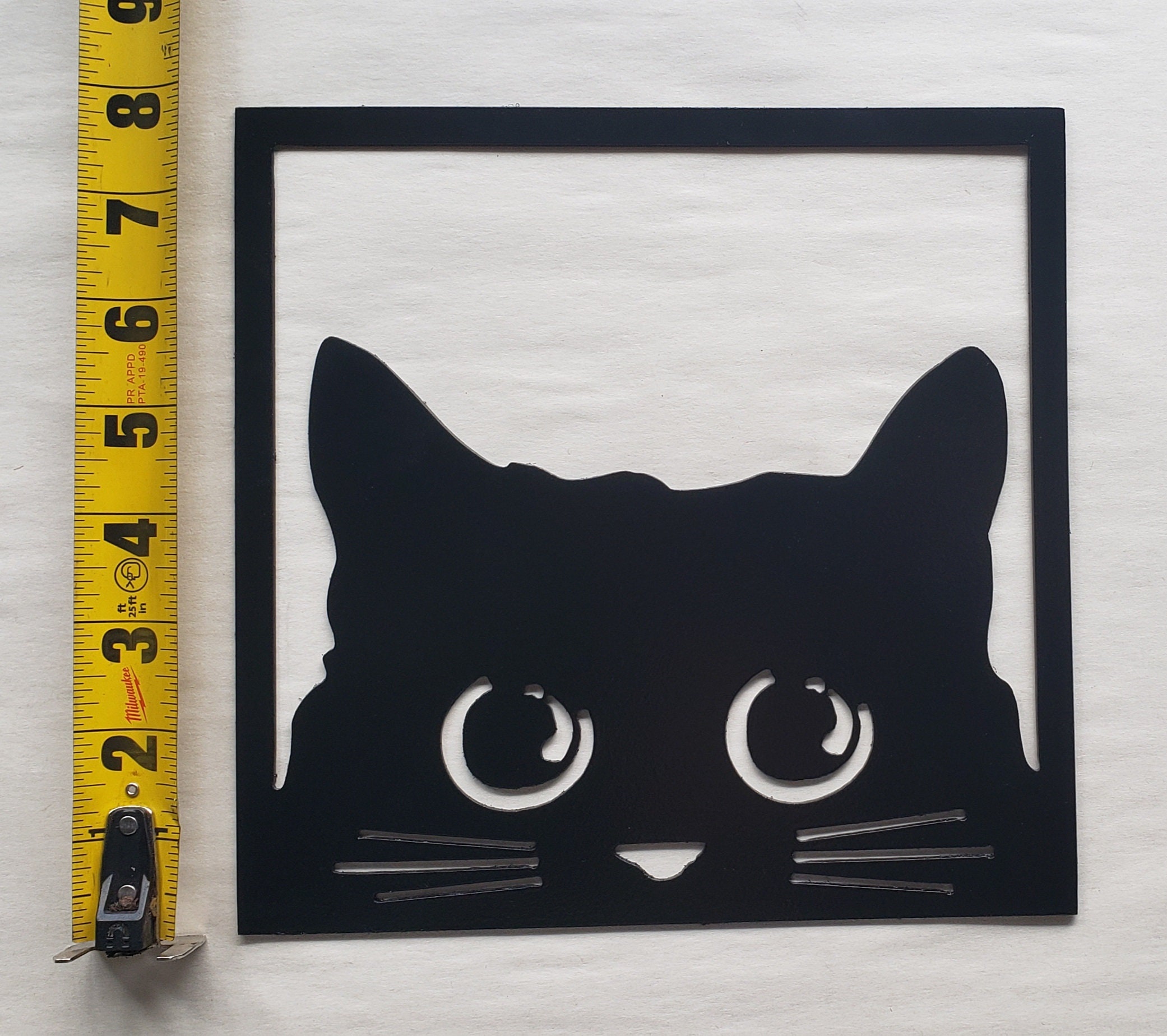 Cat Peeking black or white Metal art hanging wall decor Etsy