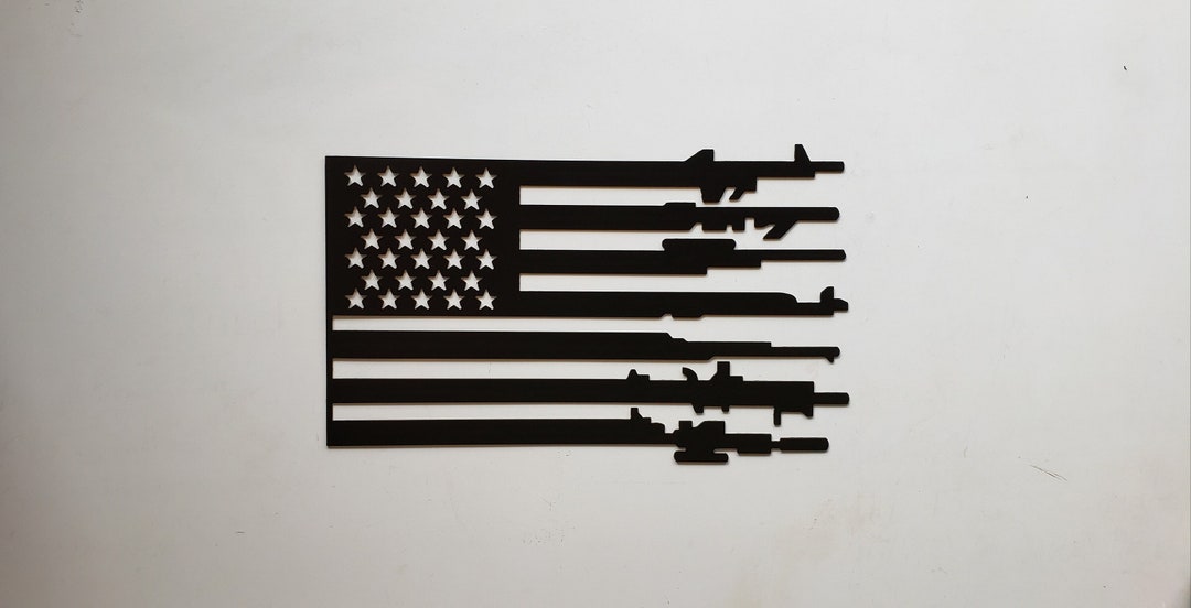 American Flag With Gun Stripes Patriotic Metal Art 2nd Etsy