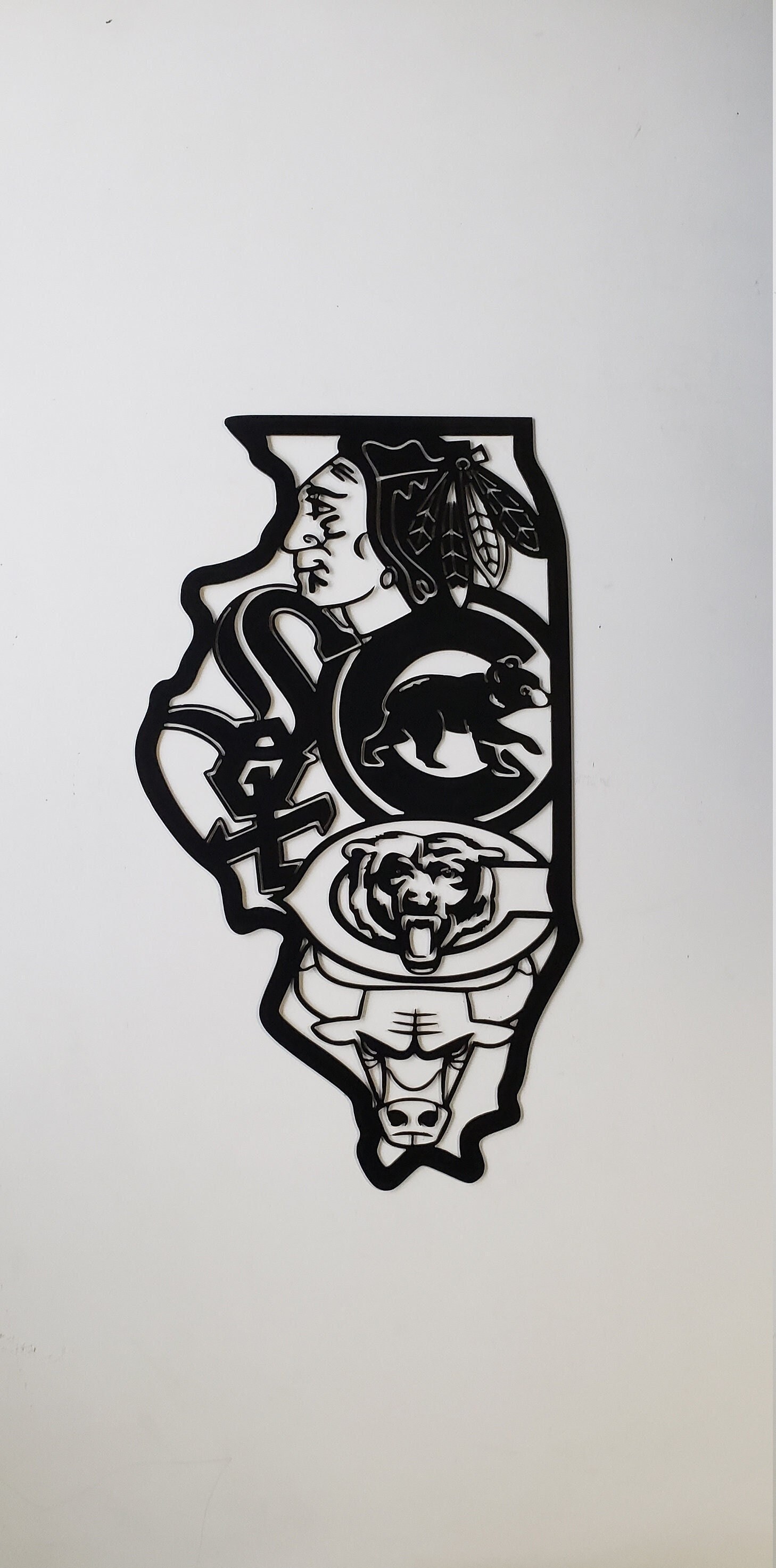 Illinois State Sports Teams Logos Metal Decor Sign Chicago Etsy