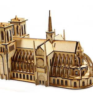 Notre Dame Replica Model, New Laser Cut Files, Files For CNC, Laser Plasma Cutter Model, Pdf Cdr Svg Dxf Template, Creative Holiday Gifts