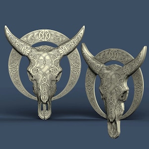 SVG Celtic Skull File, 3D STL Model For CNC, Nordic Interior Craft, Simple Indoor Statue, 2022 Holiday Gift, Soft Home Office Decoration