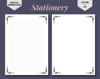 Simple Printable Stationery/Writing Paper/Digital Paper/Printable Paper/Lined Paper/Printable Note Paper/Printable Letter/Writing Stationery