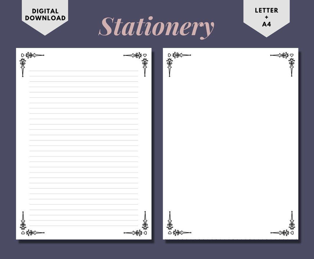 Simple Printable Stationery/writing Paper/digital Paper/printable Paper