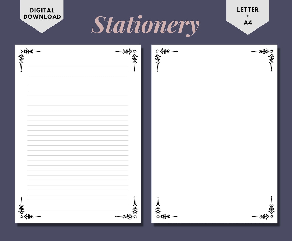 Simple Printable Stationery/writing Paper/digital Paper/printable Paper