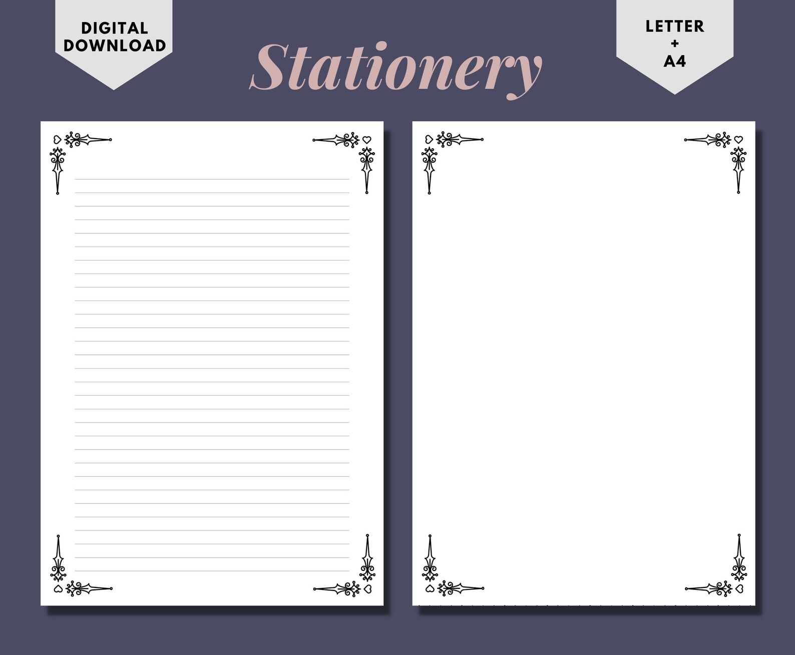 Simple Printable Stationery/writing Paper/digital Paper/printable Paper