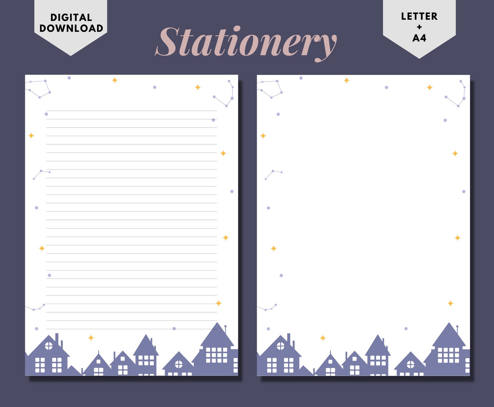 Cute House Stationery/printable Stationery/stationery Etsy
