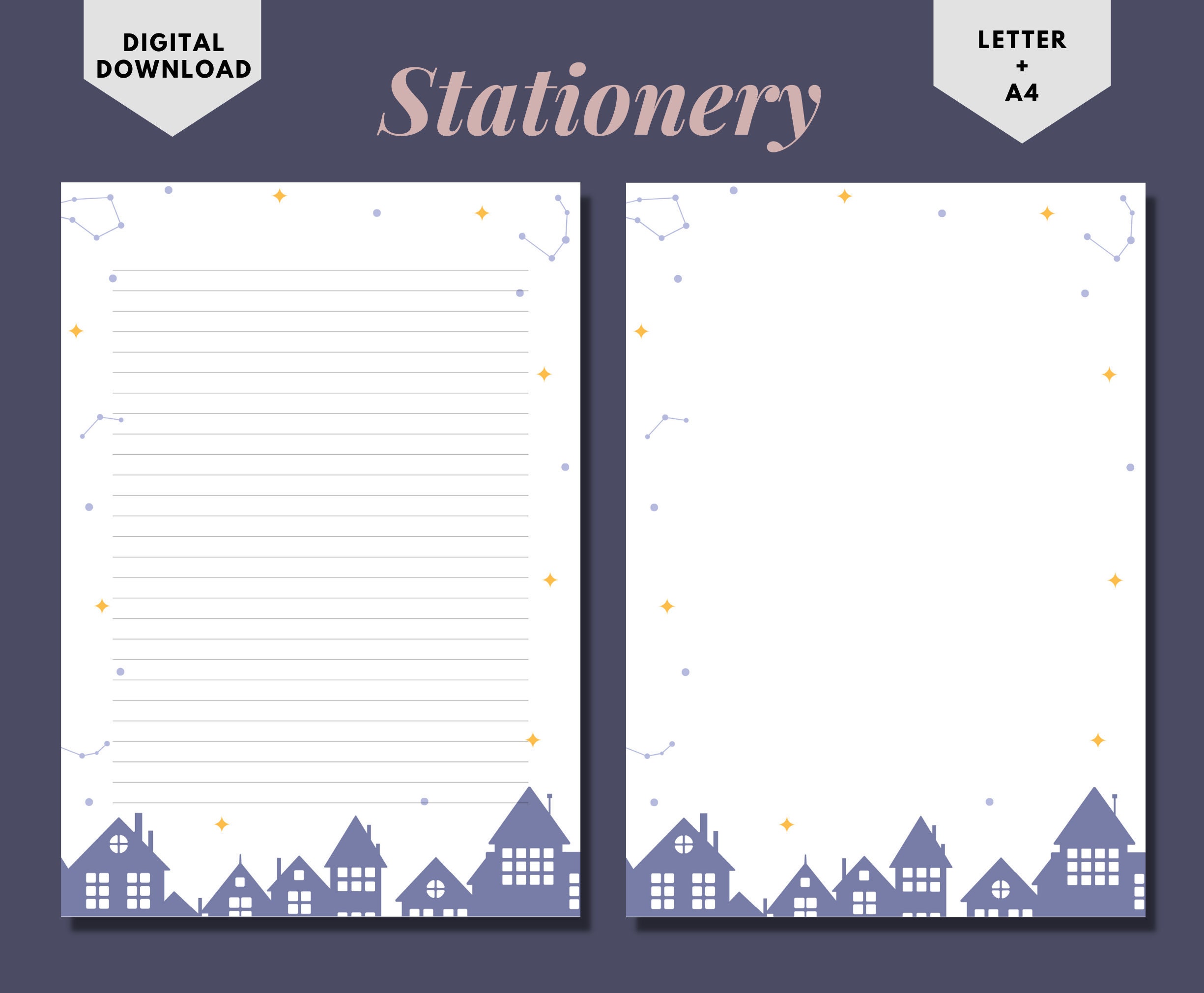 Cute House Stationery/printable Stationery/stationery Etsy UK
