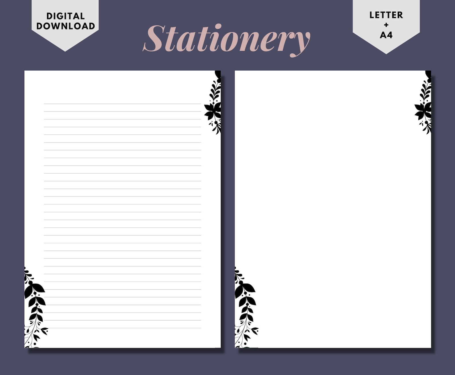 Simple Printable Stationerywriting Paperdigital Etsy