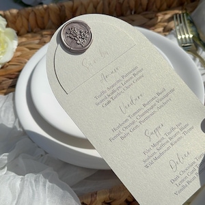 Luxe Arch Menu Set – Editable Arch Menu with Arch Place-card Design | Instant Download | Template for Weddings, Events & Restaurants