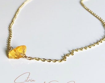 Citrine Raw Stone Necklace, November Birthstone Gift