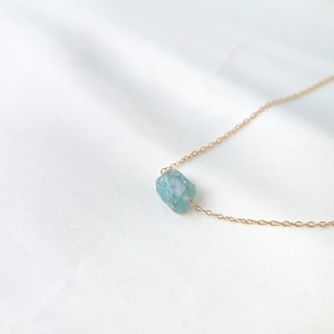 Blue Topaz Raw Stone Necklace, November Birthstone Necklace, Handmade Jewelry Gifts for Women