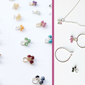 Mini gemstone pendants, minimalist birthstones for necklaces, earrings, hoops made of rose gold filled, sterling silver