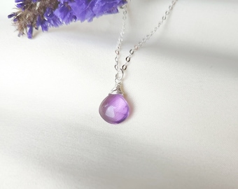 Handgefertigte Amethyst Halskette aus 925 Sterling Silber oder Gold Filled