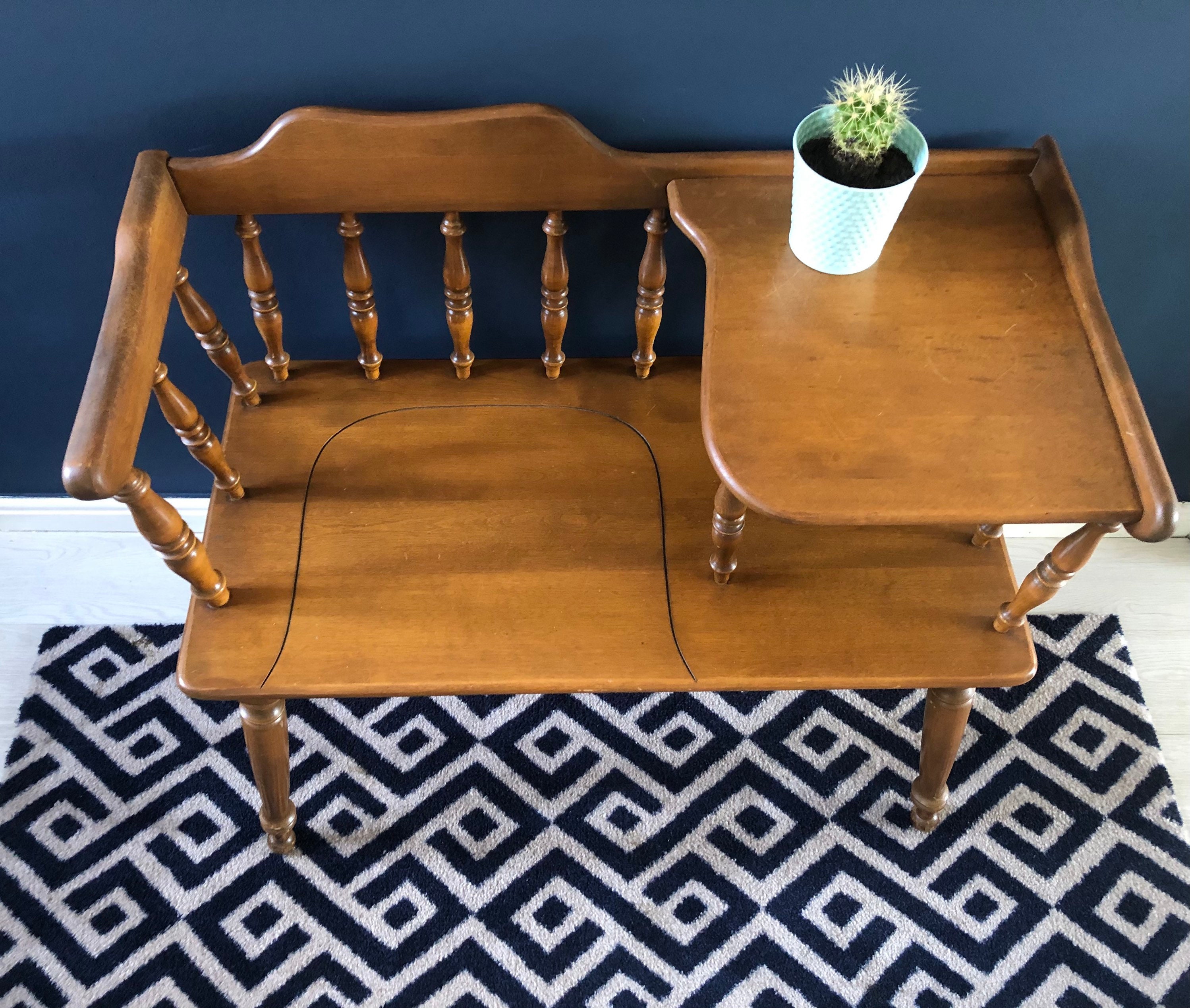 Baumritter Ethan Allen Gossip Bench 1950s Telephone Table