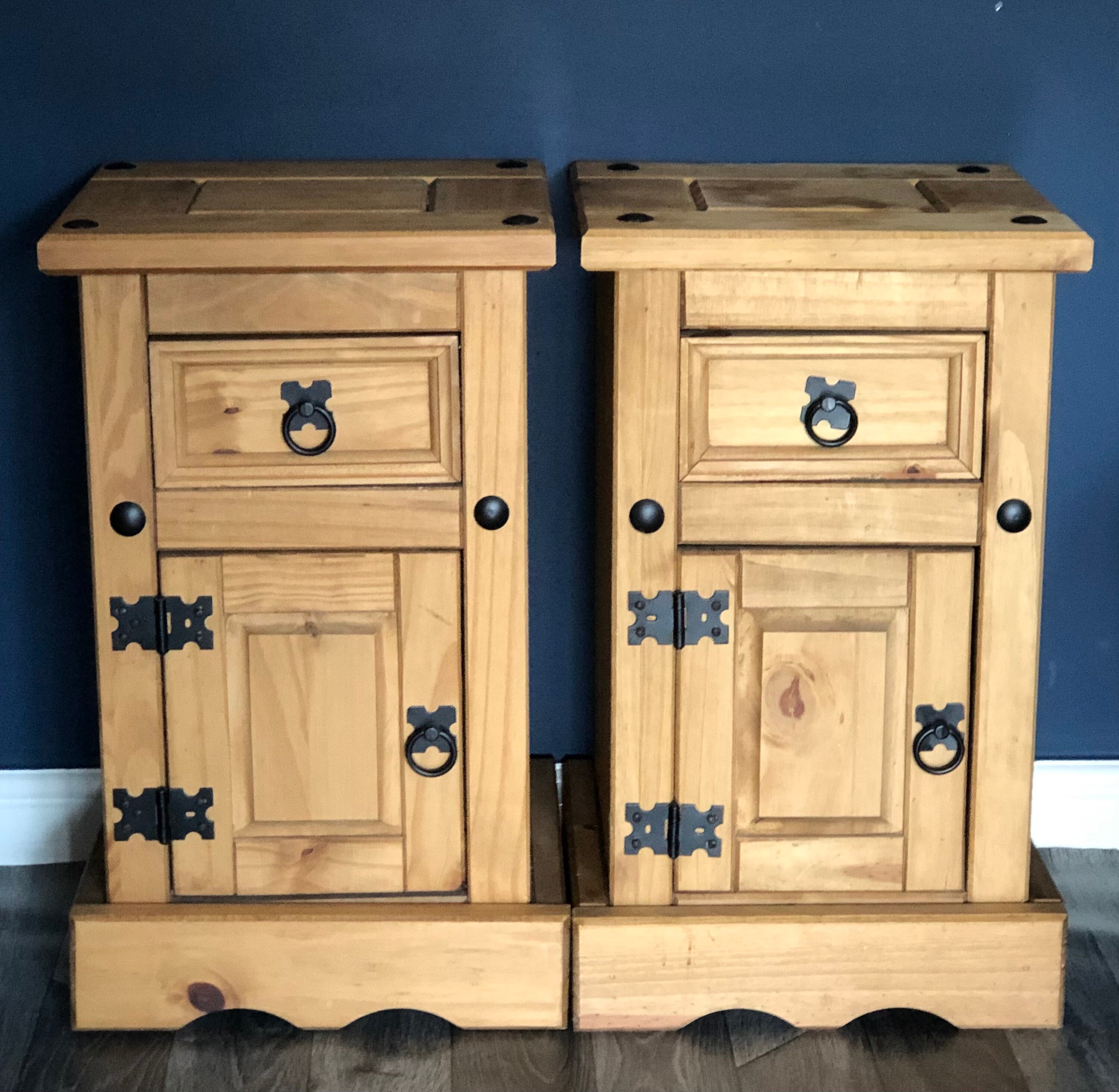 A pair of pine bedside tables Etsy