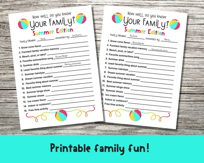 How Well Do You Know Your Family Printable Etsy