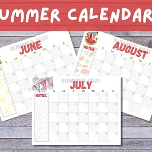 Summer Calendar Printable | Etsy