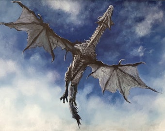 Skyrim - Elderscrolls Kunst | Drache | Kunstdruck