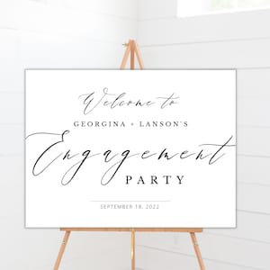 Engagement Party Sign, Decorations, Modern Engagement Welcome Sign Template,  Modern Engagement Sign Rustic Party Decor, DIGITAL FILE EMELIA