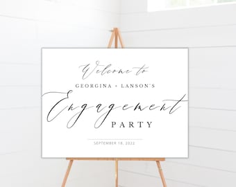 Engagement Party Sign, Decorations, Modern Engagement Welcome Sign Template,  Modern Engagement Sign Rustic Party Decor, DIGITAL FILE EMELIA