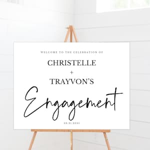 Engagement Party Sign, Decorations,  Modern Engagement Welcome Sign Template,  Modern Engagement, Rustic Party Decor, DIGITAL FILE EMELIA