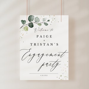 Engagement Party Sign, Decorations, Greenery Modern Welcome Sign Template,  Modern Party Sign Rustic Decor, DIGITAL FILE AVERY