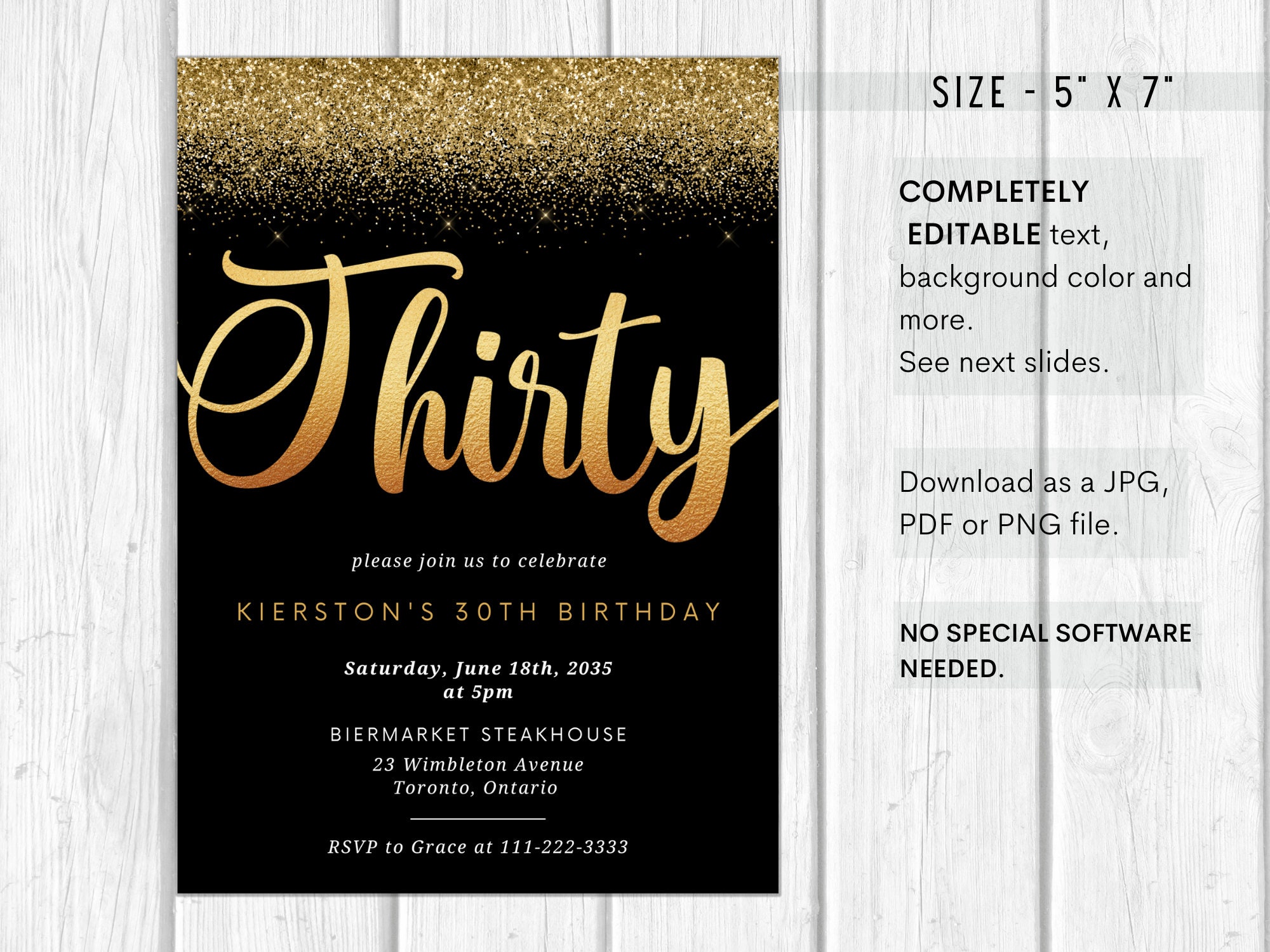 Thirty Birthday Party Invitation Template Editable Gold Etsy Thirty Birthday Party Invitation Template Editable Gold Etsy