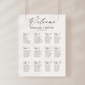 Hochzeit Sitzplan Vorlage, 12 Tische Sitzplan zum Ausdrucken, einfach, minimalistisch, modern, Verlobungsfeier Dekoration Digital EMELIA