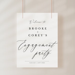 Engagement Party Sign, Modern Engagement Party Welcome Sign Template,  Minimalist Party Sign Rustic Party Decor, DIGITAL FILE EMELIA