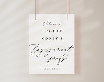 Engagement Party Sign, Modern Engagement Party Welcome Sign Template,  Minimalist Party Sign Rustic Party Decor, DIGITAL FILE EMELIA