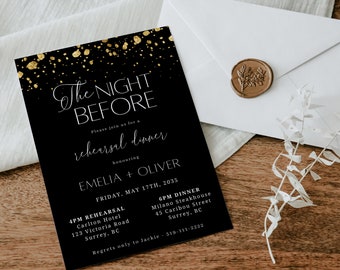 Minimalist Rehearsal Dinner Invitation Template, Vertical Modern Rehearsal Dinner Invite, Elegant Script The Night Before Invite DIY