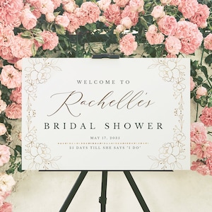 Bridal Shower Decoration Gold Floral | Bridal Shower Welcome Sign Template | Bridal Shower Floral, Poster, Banner DIGITAL FILE only CLAIRE