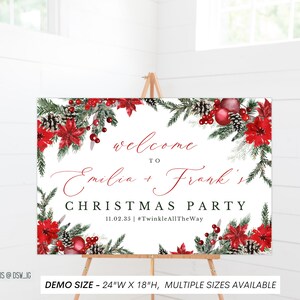 Christmas Party Welcome Sign Template, Wreath Welcome Sign, Holiday ...