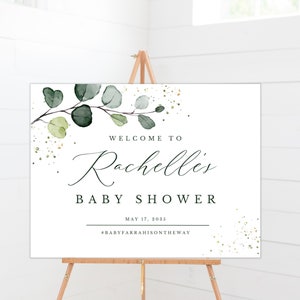 Babyparty Willkommensschild |  Eukalyptus Greenery, Babyparty-Willkommens-Schild-Vorlage, Party-Dekor, Floral, Poster, Banner DIGITALE DATEI AVERY