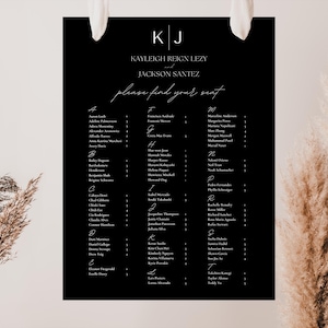 KLASSIKER | Schwarz Weiß Hochzeit Sitzplan Sitzplan, Alphabetische Tischkarten Sitzplan, Sitzplan Vorlage, Modern, Party Dekor, Digitale Datei