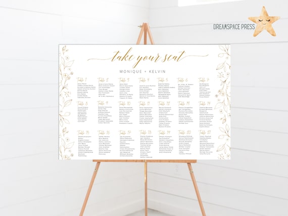 Wedding Seating Chart Template Landscape 21 Tables Printable - Etsy