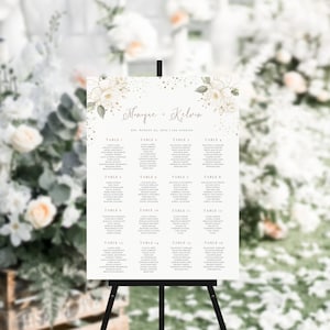 Hochzeit Sitzplan Vorlage, bis zu 20 Tische Sitzplan zum ausdrucken, Gold, Floral Brautschmuck, Verlobungsfeier Dekoration Digitale Datei NUR