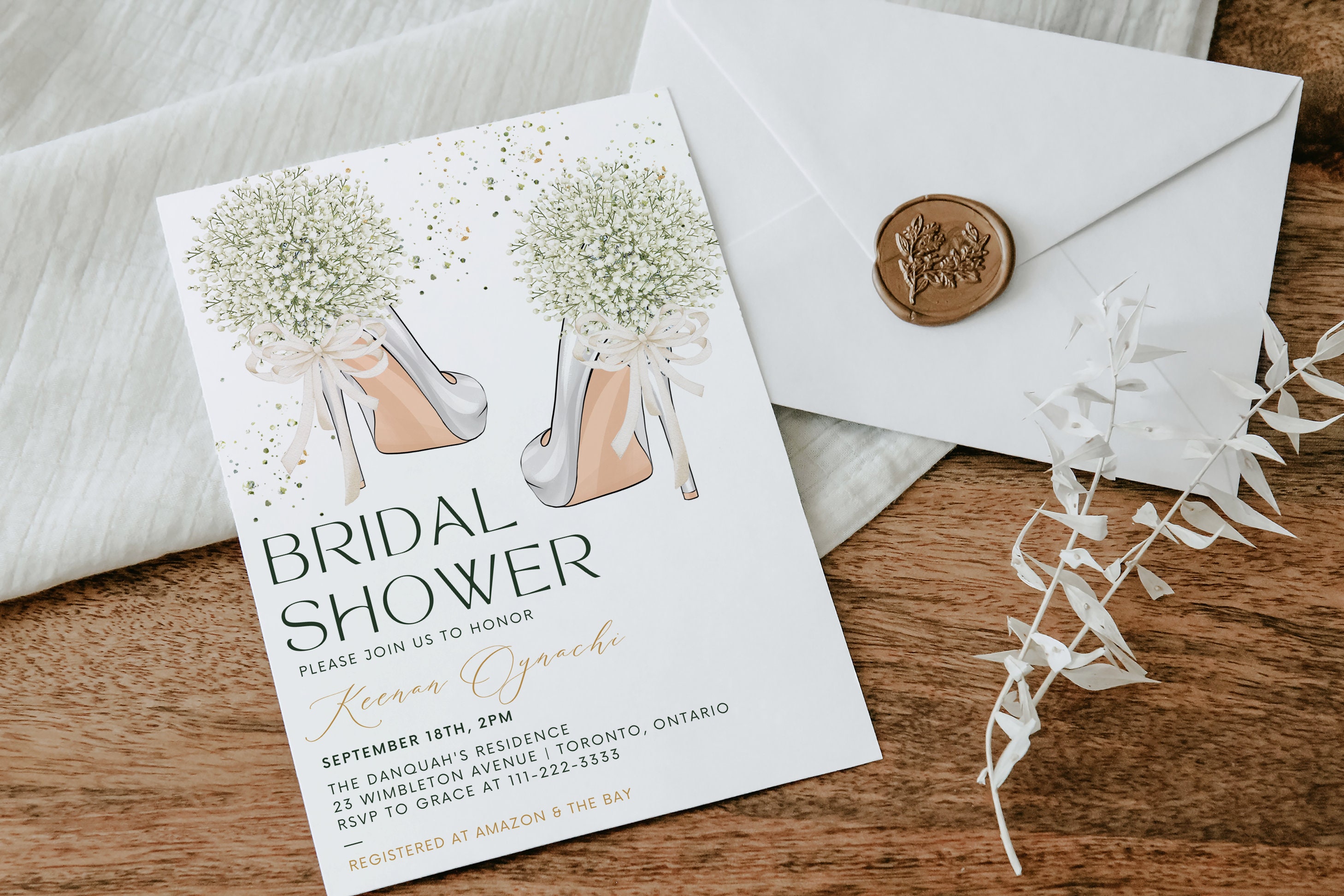 Greenery Bridal Shower Invitations with Envelopes (25 Pack) Blank  Invitation for Wedding, Birthday, Engagement, Retirement, Luncheon – Rustic  Theme