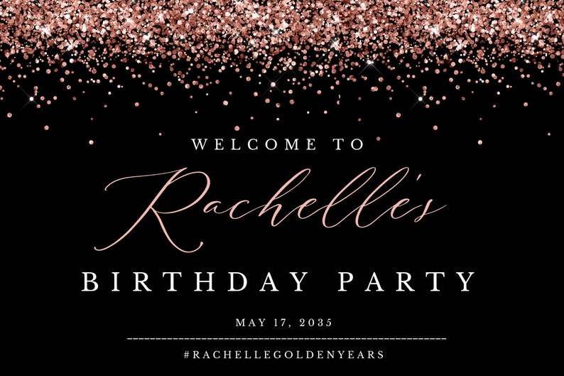 Rose Gold Sparkles Birthday PARTY SIGN Party Decorations - Etsy