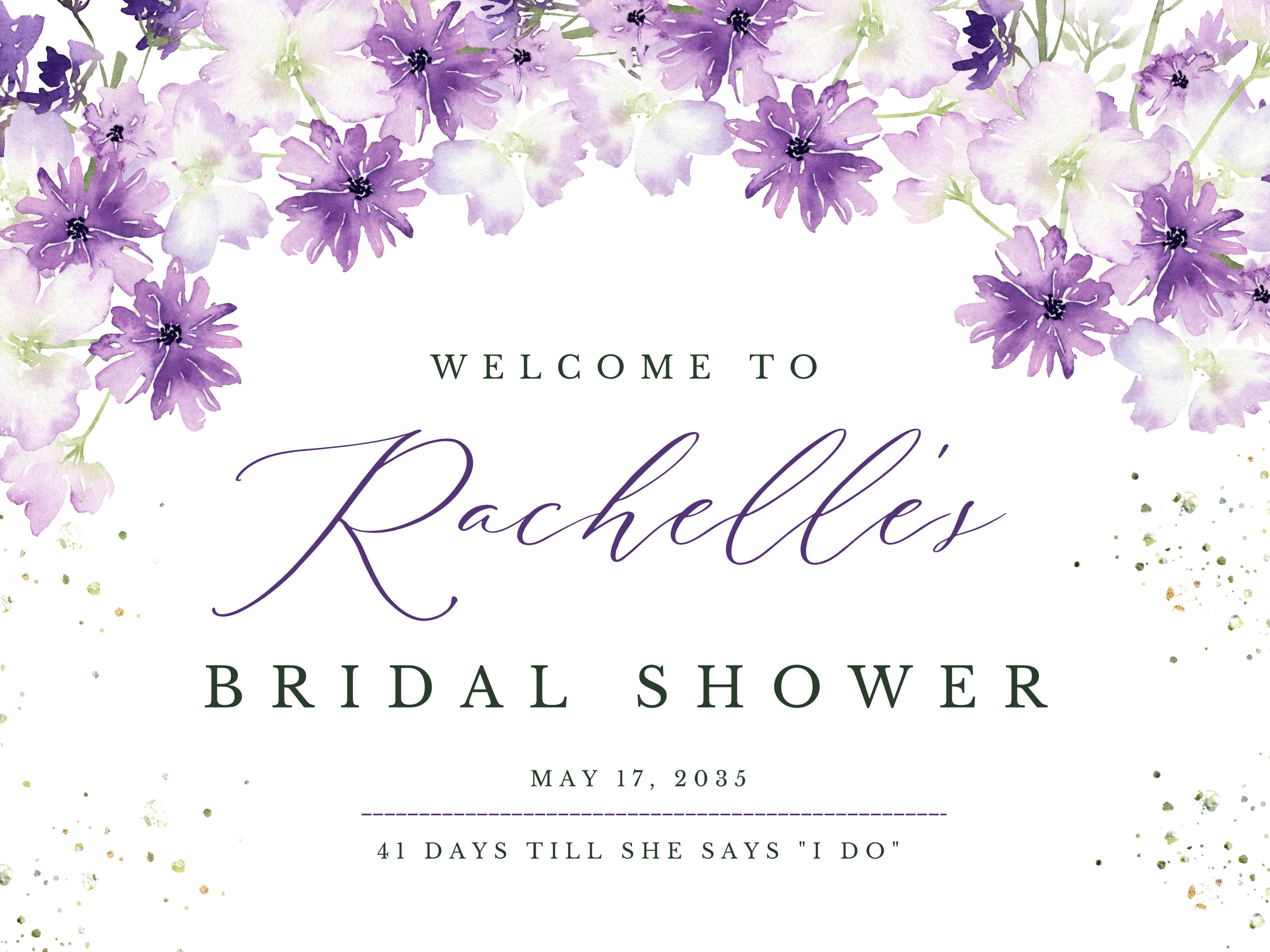 Bridal Shower Welcome Sign | Purple Lavender Floral, Shower Games ...