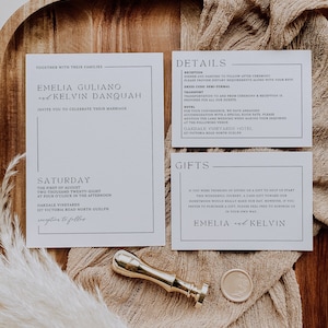 Minimalist Wedding Invitation Template Set, Wedding Invitation Template Download, Editable Modern Wedding Invite, Instant Download, SARAI