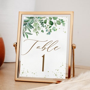 Table Number Template, ANY Celebration Instant Download, Printable Table Number, Greenery Table Number, Gold Party Table Number, AVERY