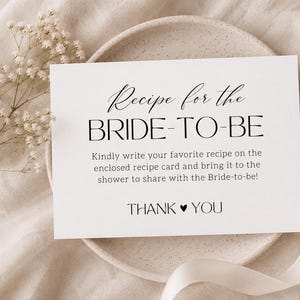 Bridal Shower Recipe Request Card Template, Bring a Recipe Insert, Editable Recipe Card for Bride to Be, Canva Printable Download