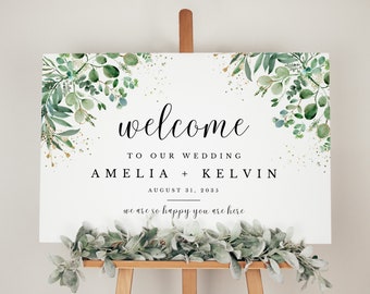 Wedding Welcome Sign Printable Welcome to our Wedding Sign Rustic Minimalist Wedding Sign Template Printable Poster Instant Download, AVERY