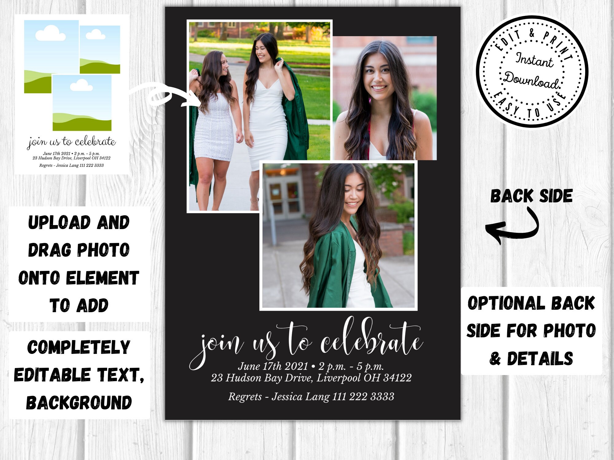 2 X Photo Graduation Announcement & 2021 Graduation Party | Etsy