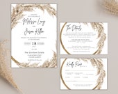 Simple Boho Wedding Invitation Suite, Printable Wedding Invitation, Boho Invite, Instant Download, Wedding Invitation Suite Template Digital